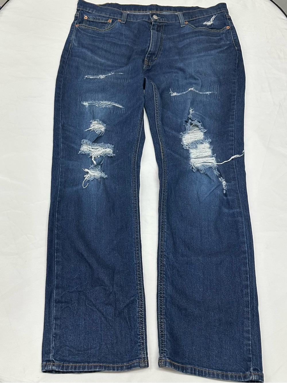 Levi's Men's Distressed Dark Blue Relaxed Jeans